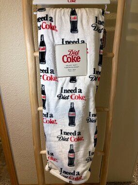 Diet Coke I Need a Diet Coke Velvet Soft Throw Blanket 60x70 White NWT